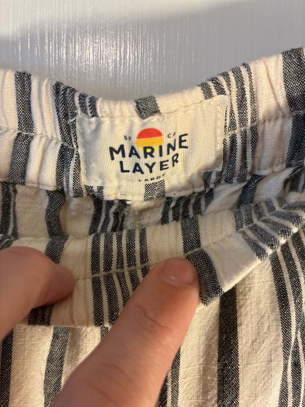 Marine Layer Pants Size Large Striped Tencel Spandex Pull On